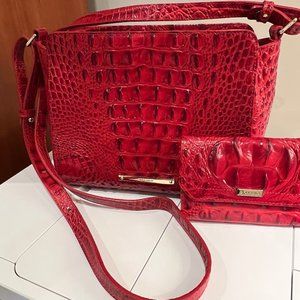Brahmin Hillary Crossbody Purse with matching Wallet in Red